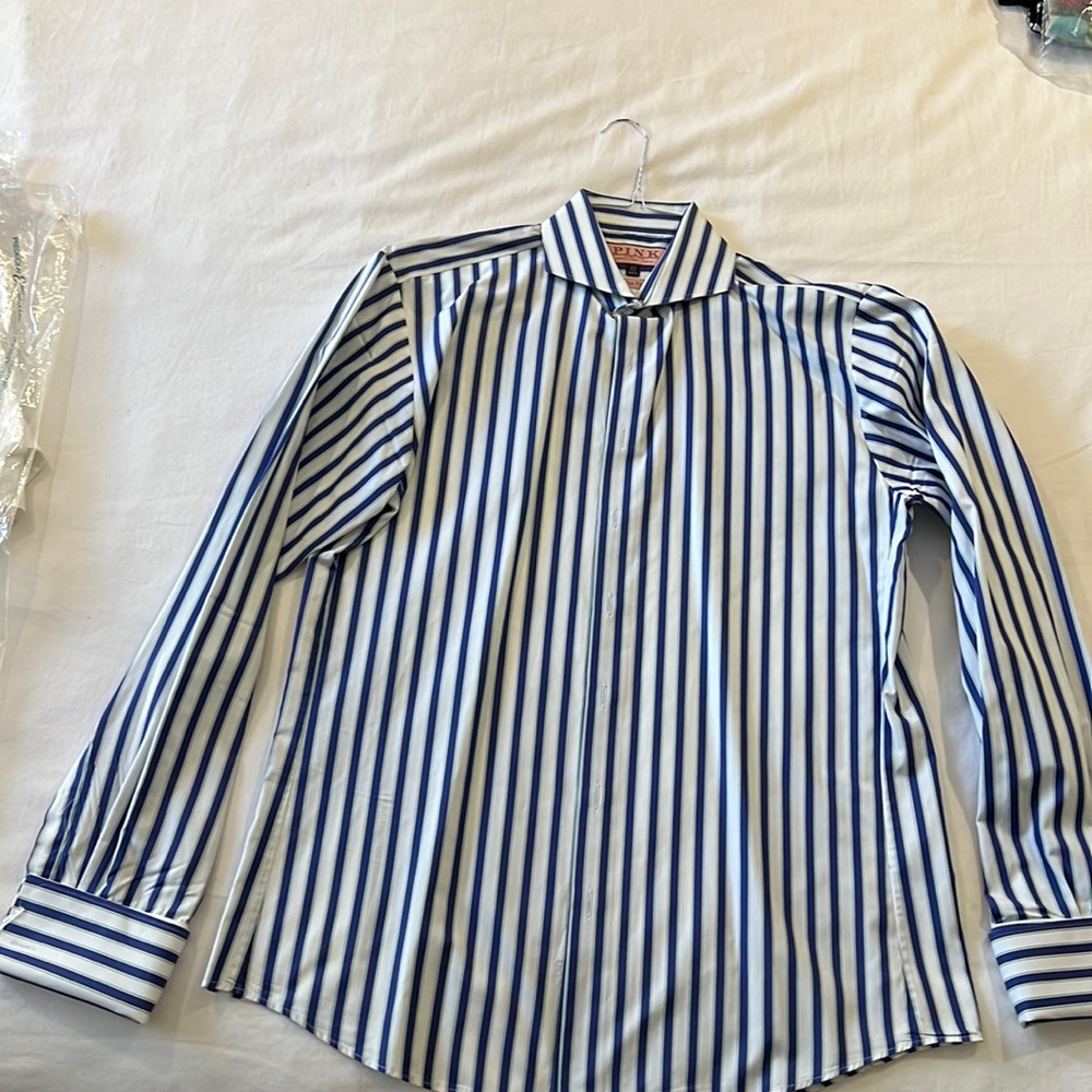 Pink, fitted French cuff shirt
